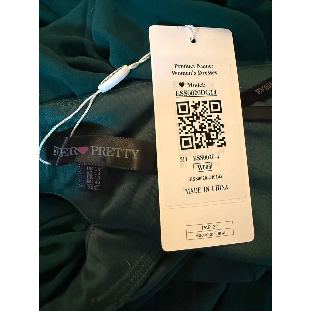 Ever Pretty Dark Green High Low Chiffon Gown Open Back Dress US 14 NWT - Picture 4 of 4